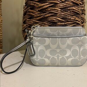 Coach Metallic Silver Wristlet